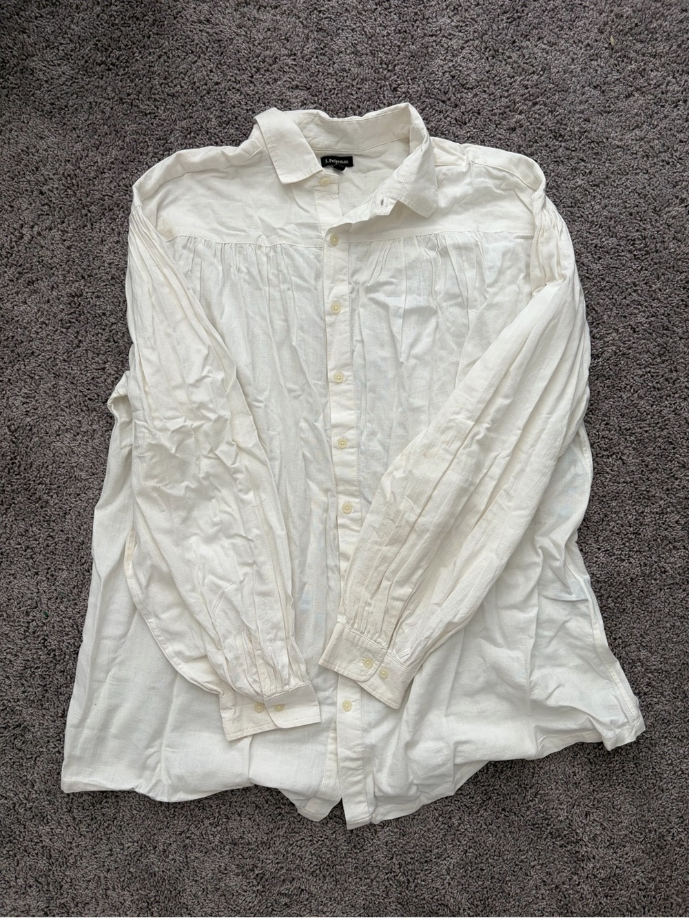 J. Peterman White Long-Sleeve Button Shirt